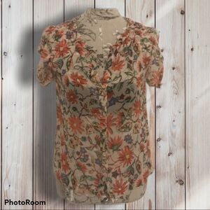 𝅺*joie Bright Flower Sheer Top XS